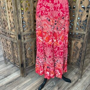 Floral Red Maxi Skirt